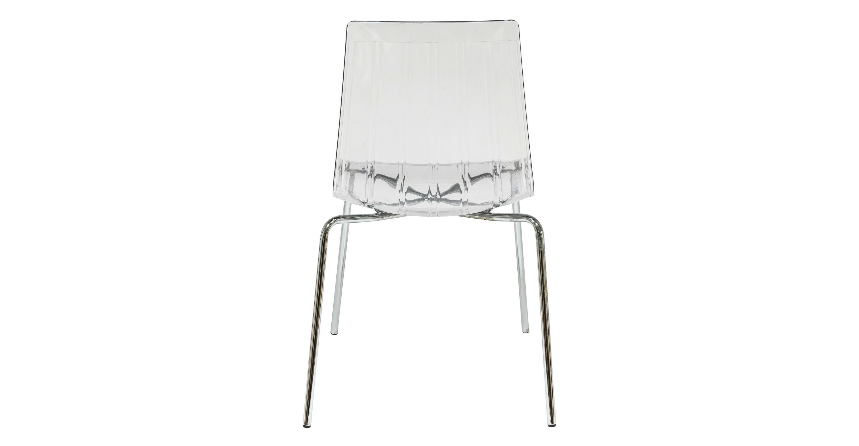 Ralph Modern Pinstripe Design Dining Chair in Chrome Clear