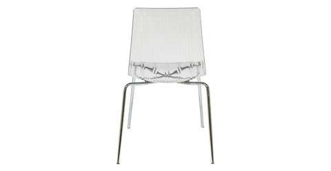 Ralph Modern Pinstripe Design Dining Chair in Chrome Clear