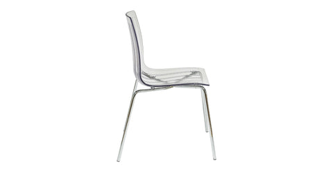 Ralph Modern Pinstripe Design Dining Chair in Chrome Clear