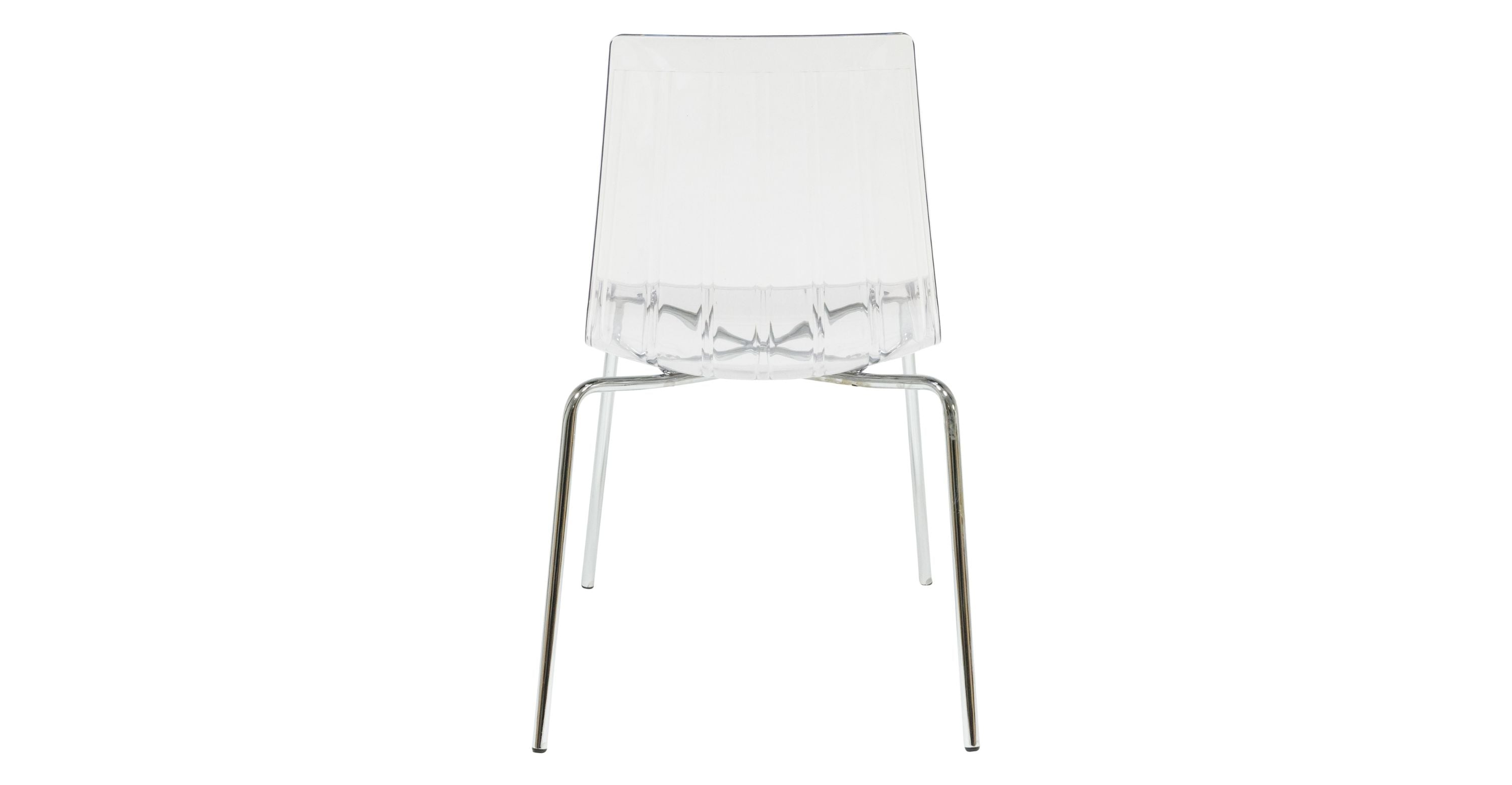 Ralph Modern Pinstripe Design Dining Chair in Chrome Clear