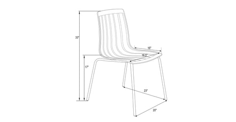 Ralph Modern Pinstripe Design Dining Chair in Chrome Clear