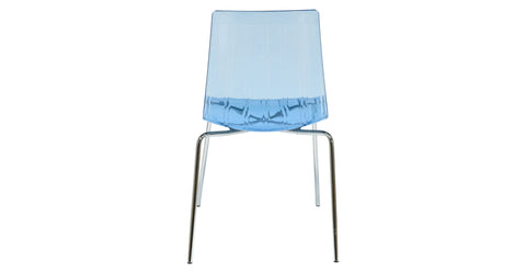 Ralph Modern Pinstripe Design Dining Chair in Chrome Transparent Blue