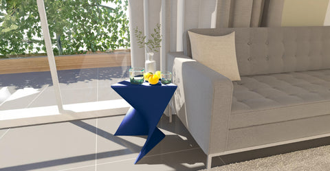 Randolph Triangular Accent Side Table in ABS/PC Plastic Navy Blue