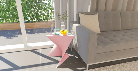 Randolph Triangular Accent Side Table in ABS/PC Plastic Pink