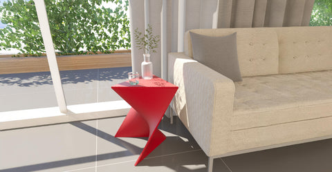 Randolph Triangular Accent Side Table in ABS/PC Plastic Red