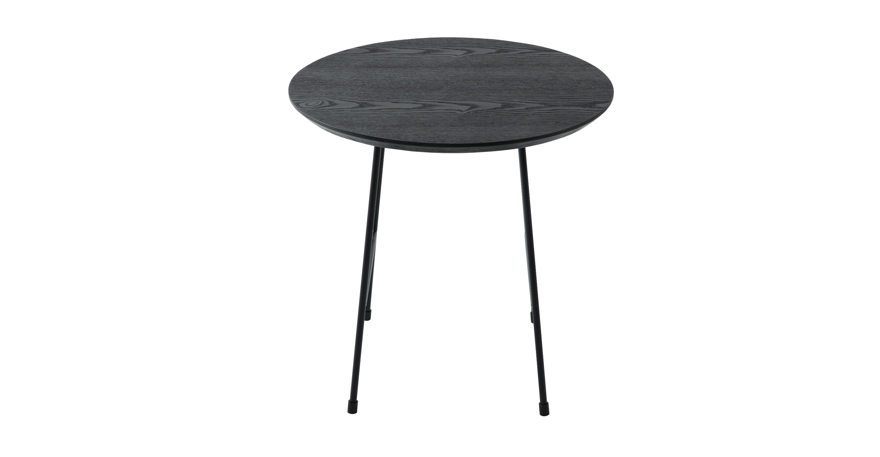 Rossmore Round Side Table with MDF Wood Tabletop in Black Steel Black