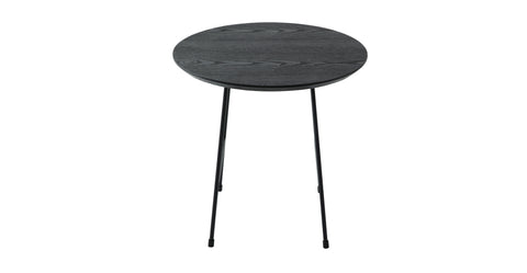 Rossmore Round Side Table with MDF Wood Tabletop in Black Steel Black