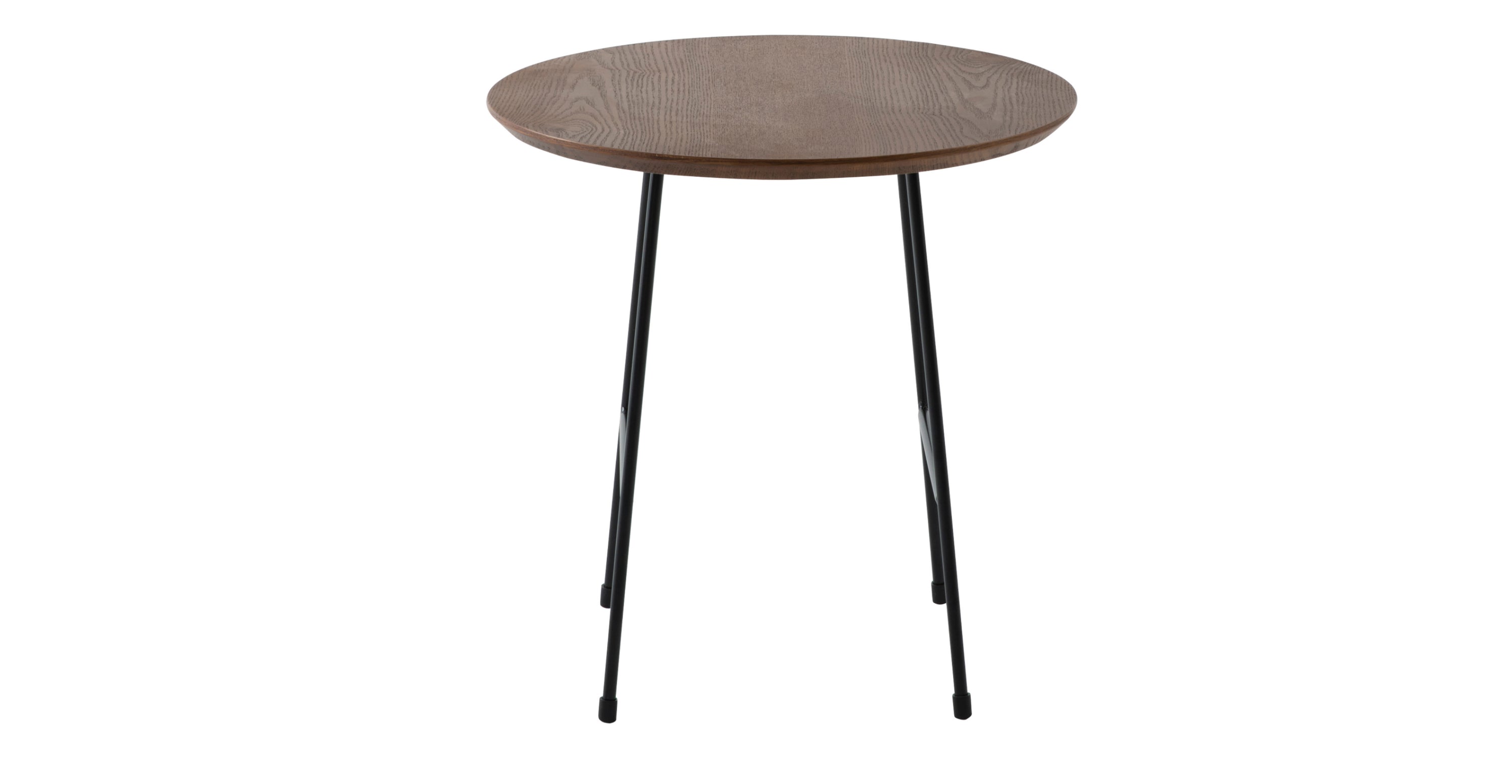 Rossmore Round Side Table with MDF Wood Tabletop in Black Steel Walnut