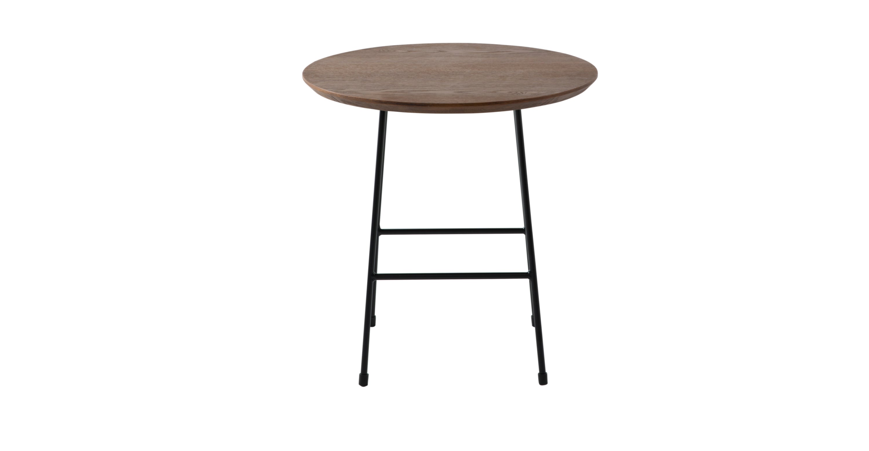 Rossmore Round Side Table with MDF Wood Tabletop in Black Steel Walnut