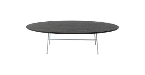 Rossmore Oval Coffee Table with MDF Wood Tabletop in Black Steel Frame Black