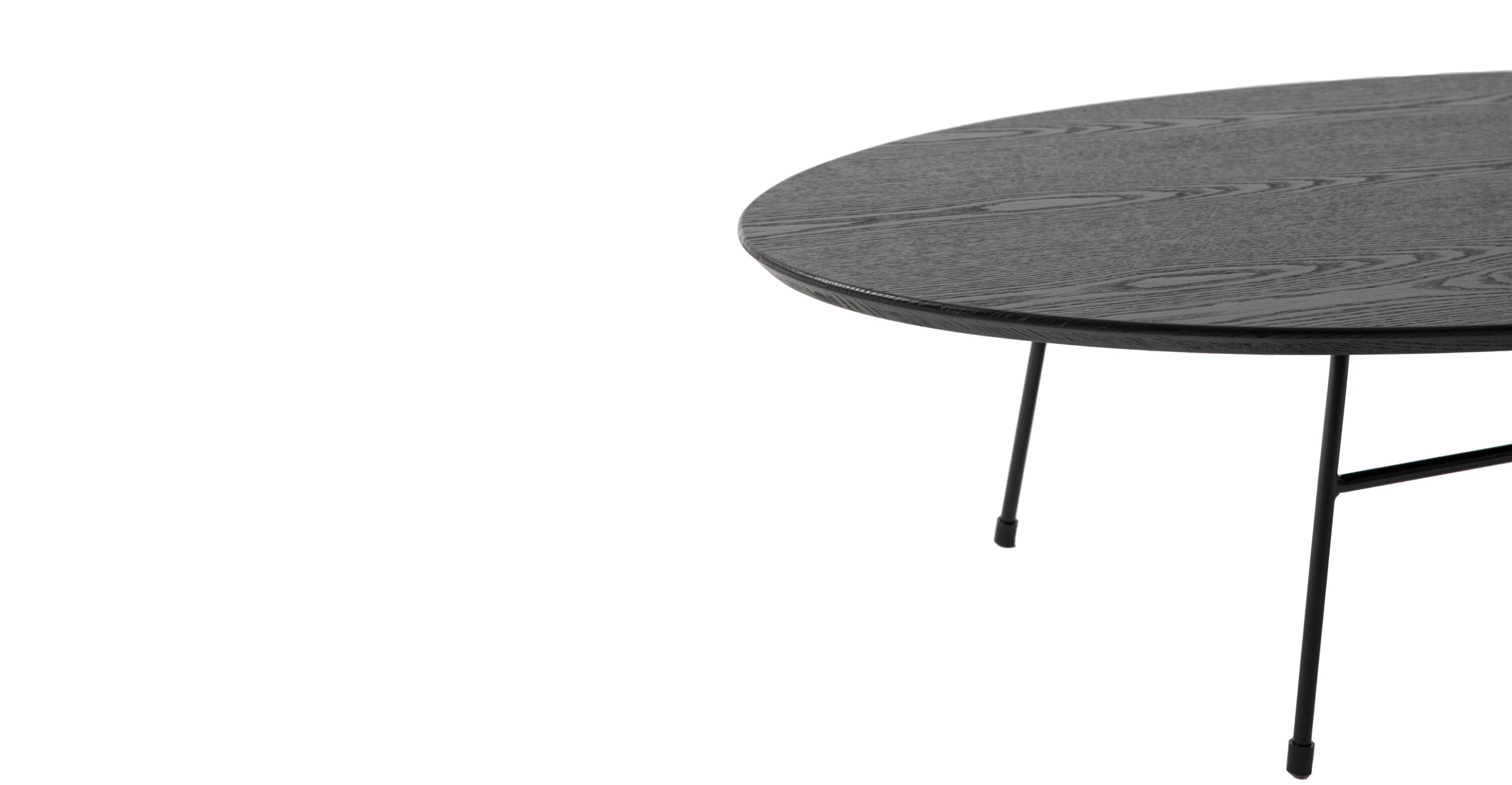 Rossmore Oval Coffee Table with MDF Wood Tabletop in Black Steel Frame Black