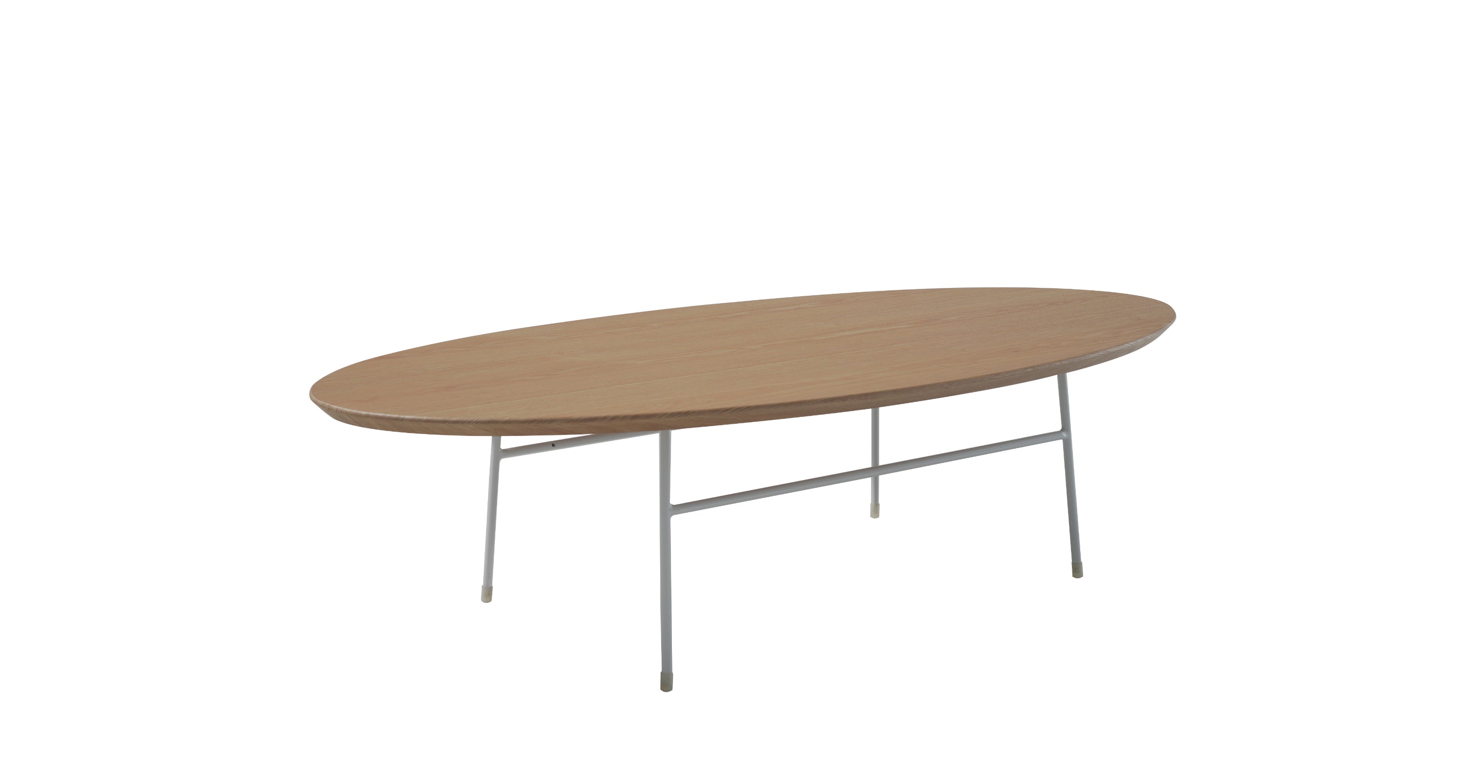 Rossmore Oval Coffee Table with MDF Wood Tabletop in Black Steel Frame Natural Wood