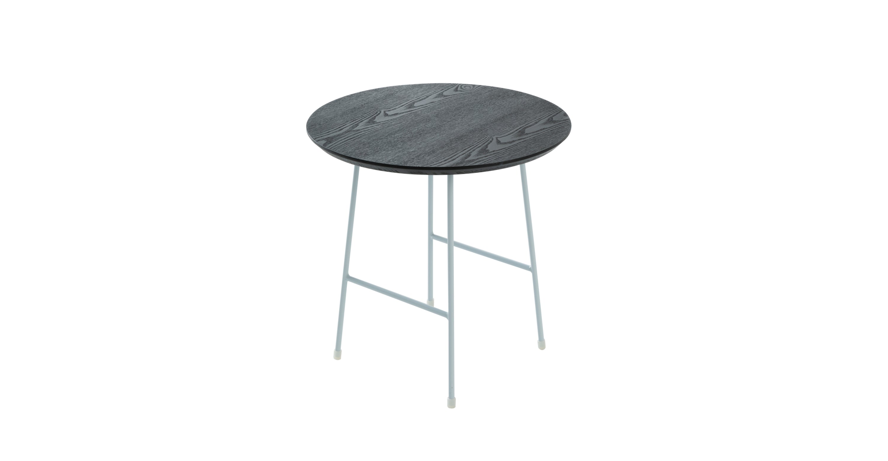 Rossmore Round Side Table with MDF Wood Tabletop in White Steel Black