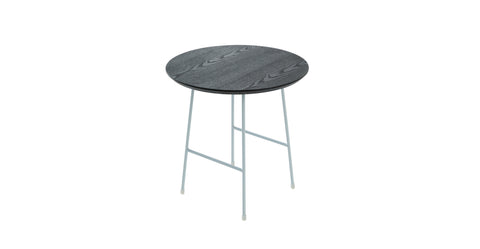 Rossmore Round Side Table with MDF Wood Tabletop in White Steel Black