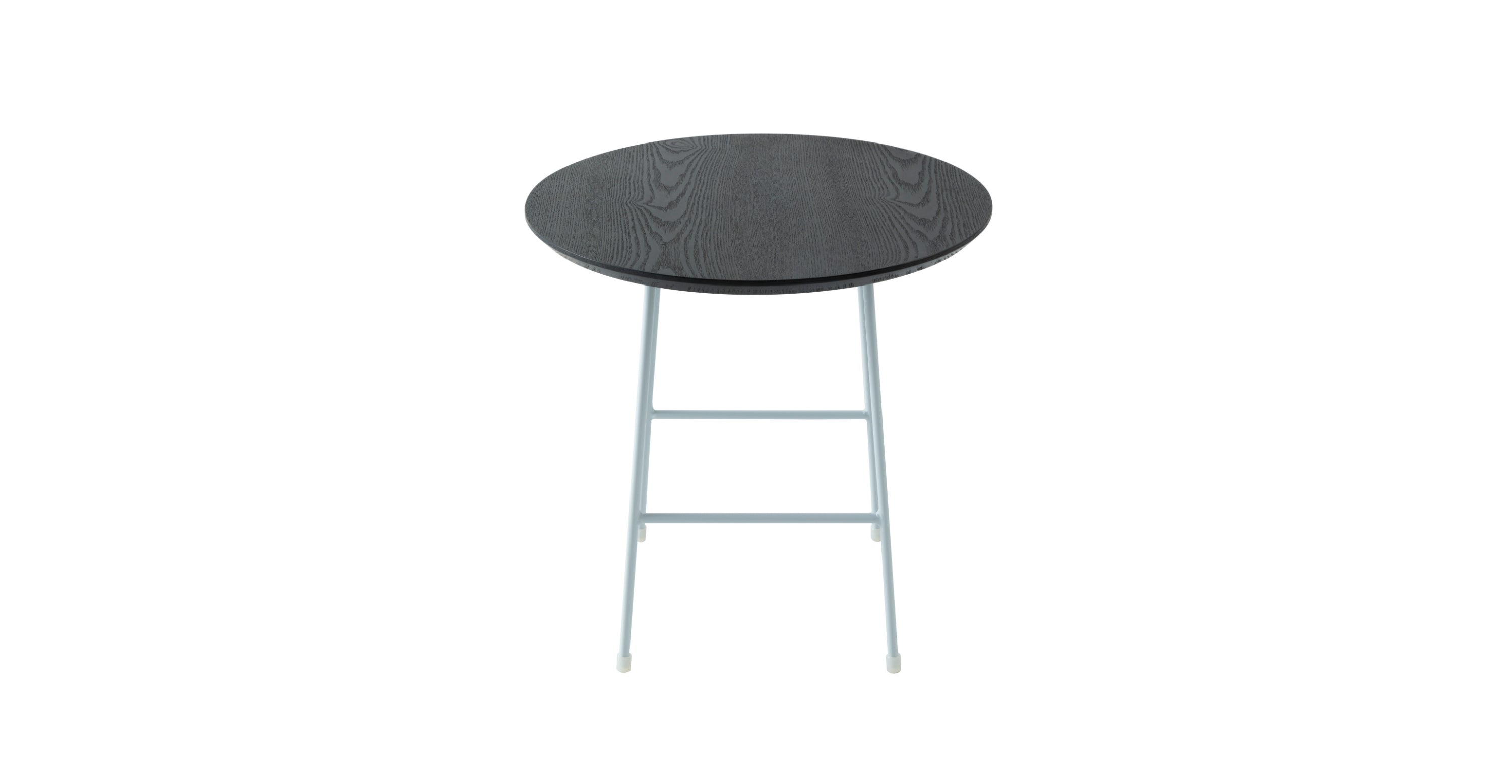 Rossmore Round Side Table with MDF Wood Tabletop in White Steel Black