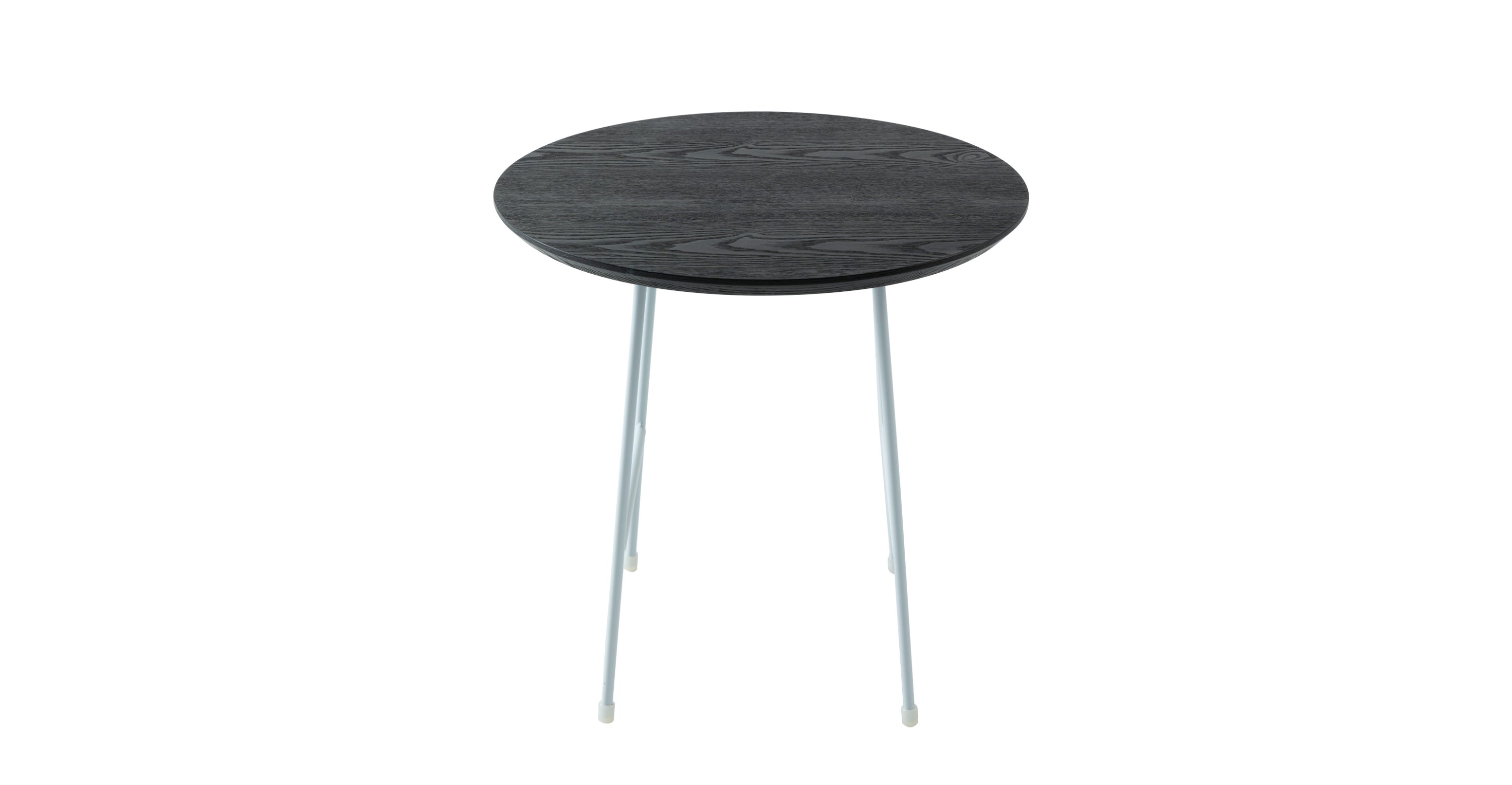 Rossmore Round Side Table with MDF Wood Tabletop in White Steel Black