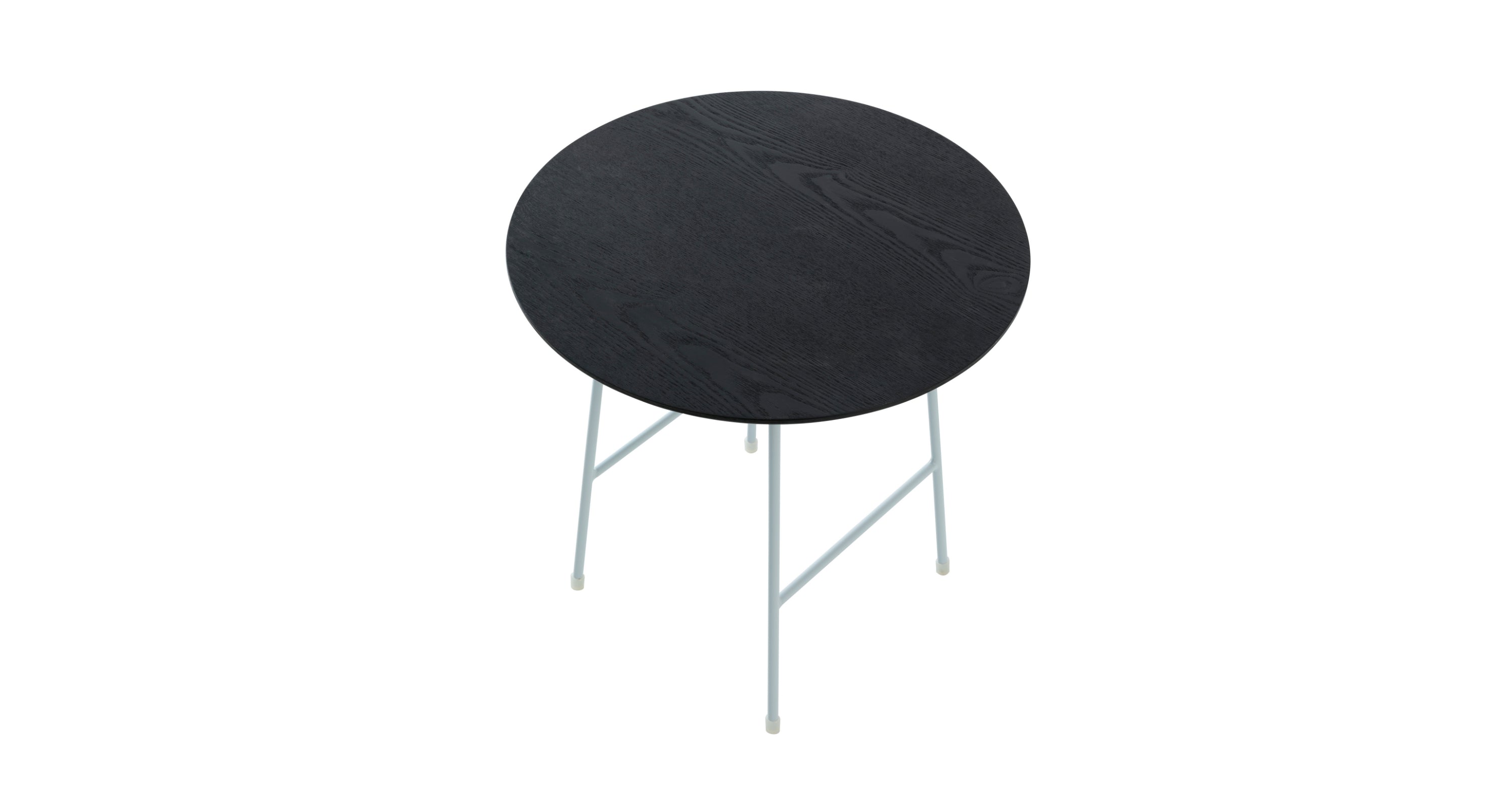 Rossmore Round Side Table with MDF Wood Tabletop in White Steel Black