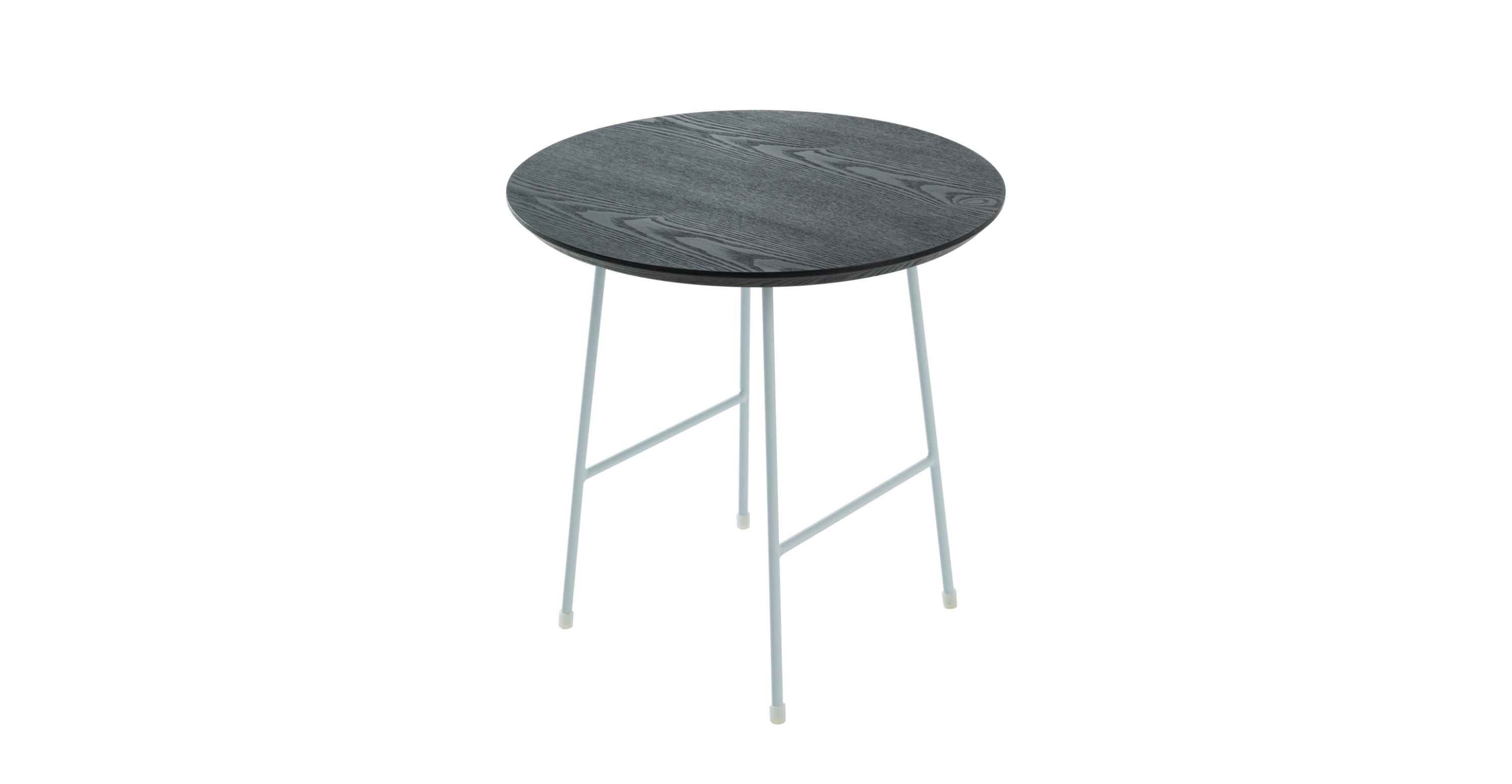 Rossmore Round Side Table with MDF Wood Tabletop in White Steel Black