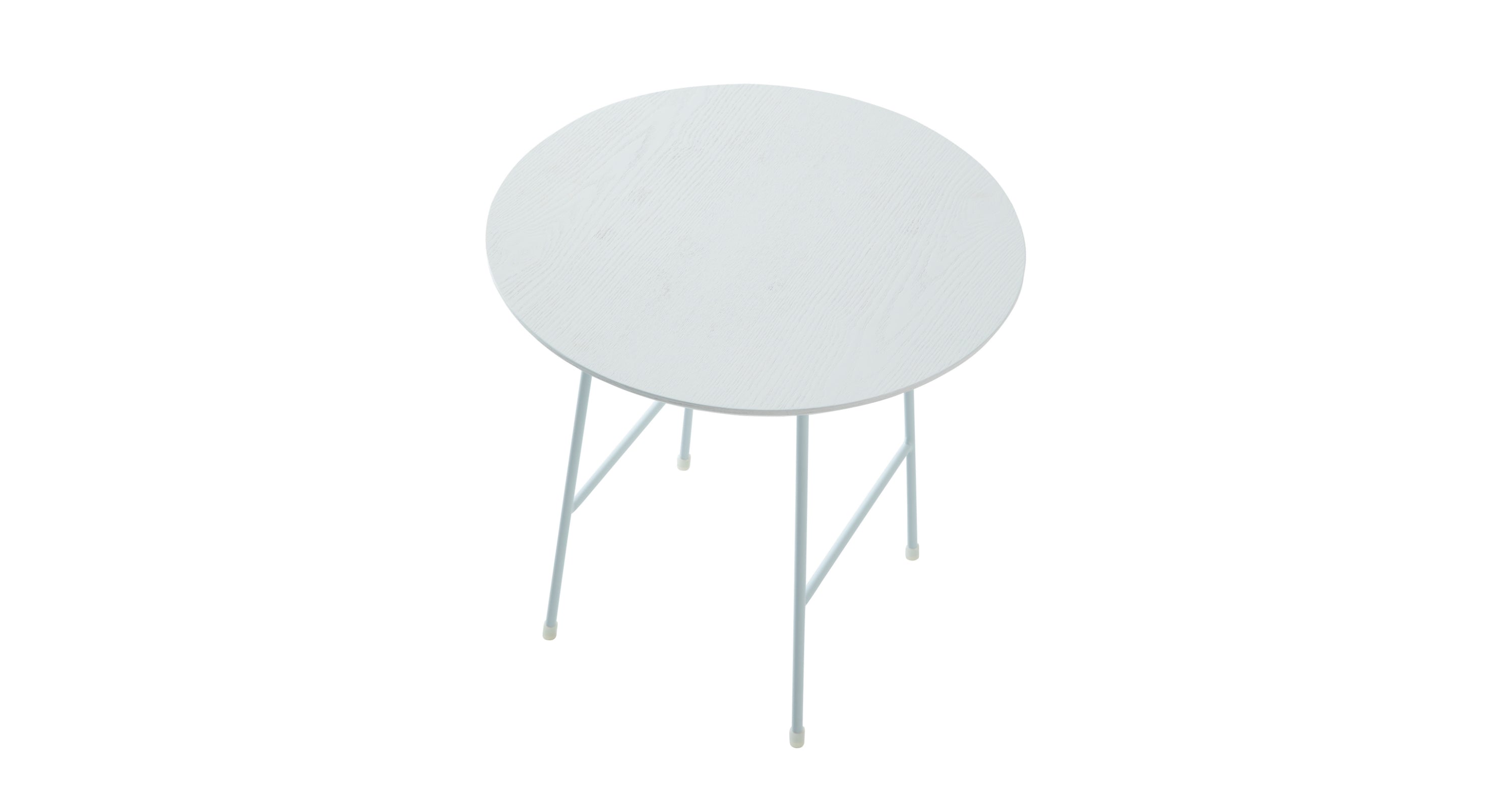 Rossmore Round Side Table with MDF Wood Tabletop in White Steel White