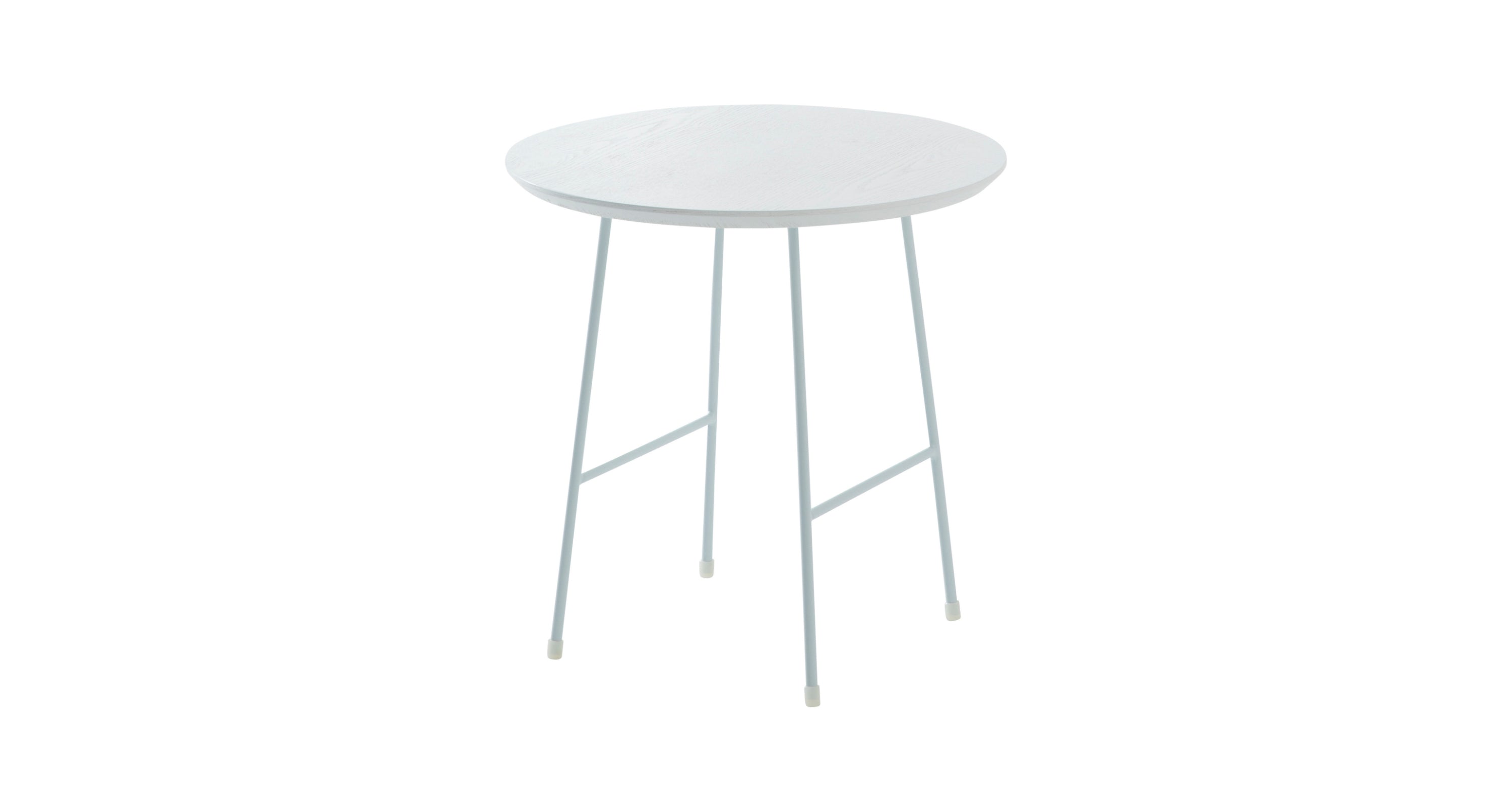 Rossmore Round Side Table with MDF Wood Tabletop in White Steel White