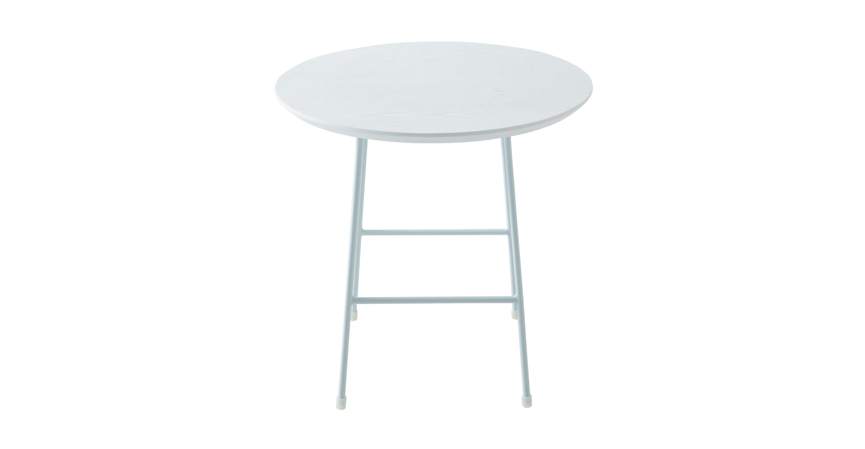 Rossmore Round Side Table with MDF Wood Tabletop in White Steel White