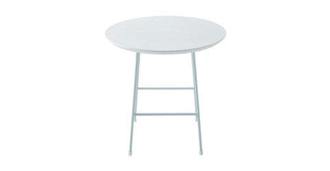 Rossmore Round Side Table with MDF Wood Tabletop in White Steel White