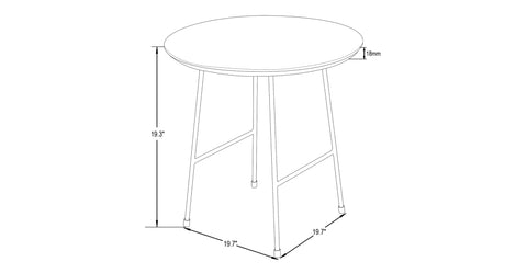 Rossmore Round Side Table with MDF Wood Tabletop in White Steel White