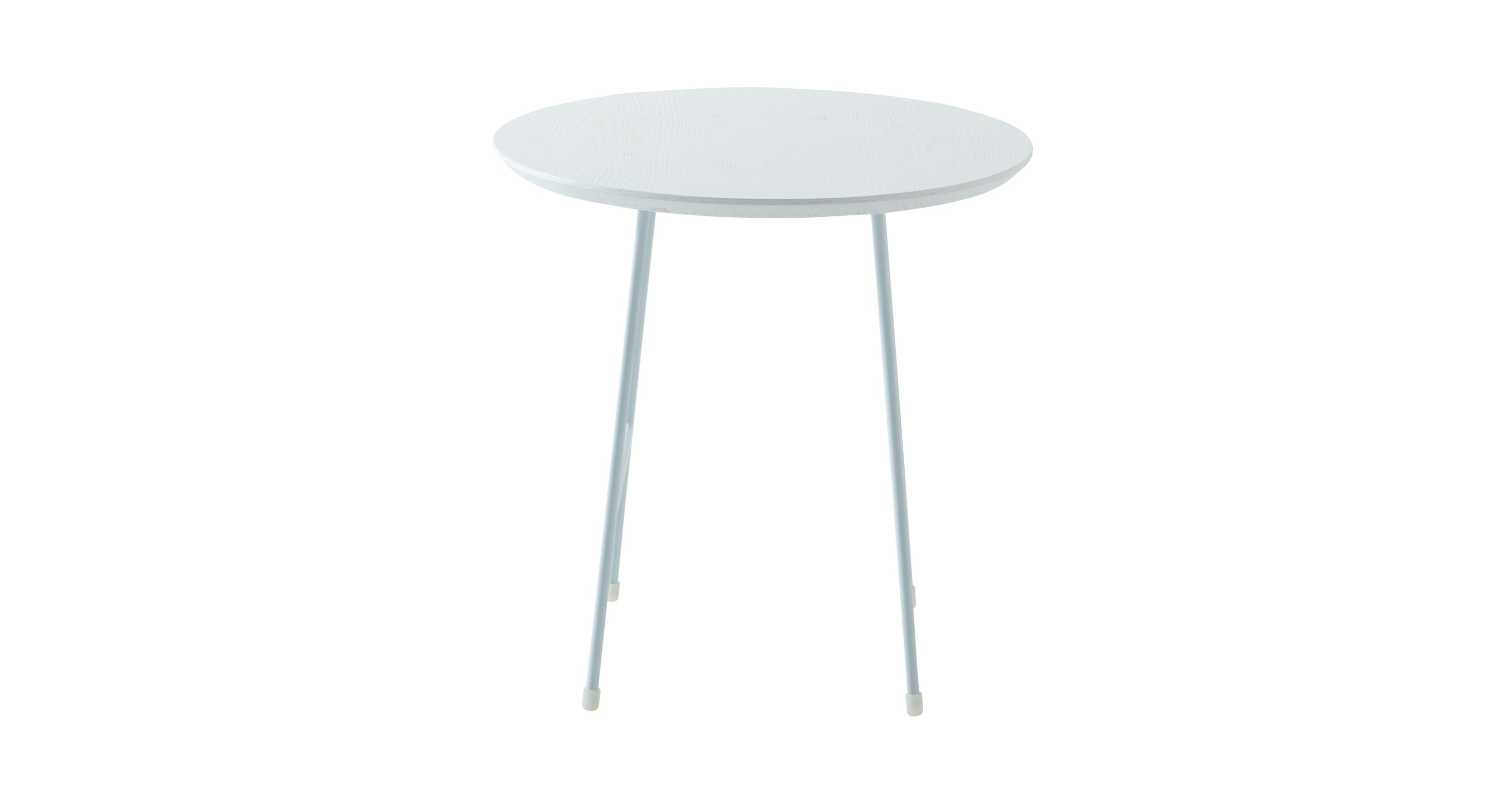 Rossmore Round Side Table with MDF Wood Tabletop in White Steel White