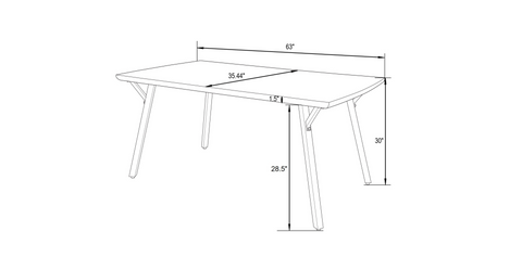 Ravenna 63" Rectangular Dining Table With MDF Tabletop and Metal Y-Shaped Joint Legs White Oak