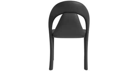 Solace Series Dining Chair Upholstered in Leather with Steel Legs and an Open Back Design Black