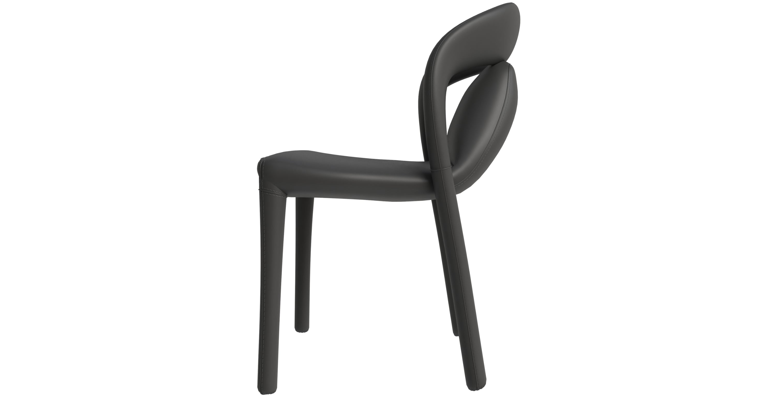 Solace Series Dining Chair Upholstered in Leather with Steel Legs and an Open Back Design Black