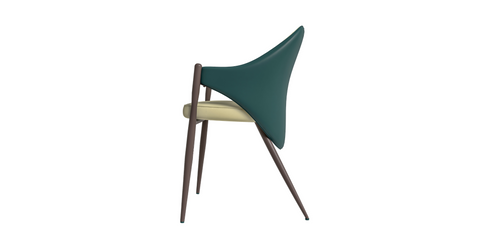 Sante Upholstered PU Leather Dining Chair with Iron Legs Cream/Green