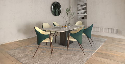 Sante Upholstered PU Leather Dining Chair with Iron Legs Cream/Green