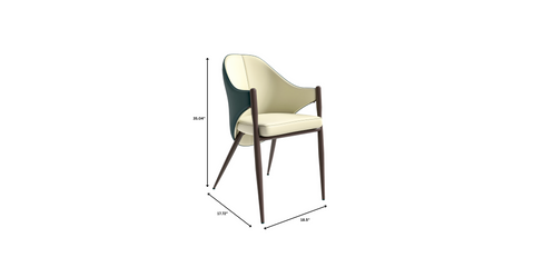 Sante Upholstered PU Leather Dining Chair with Iron Legs Cream/Green