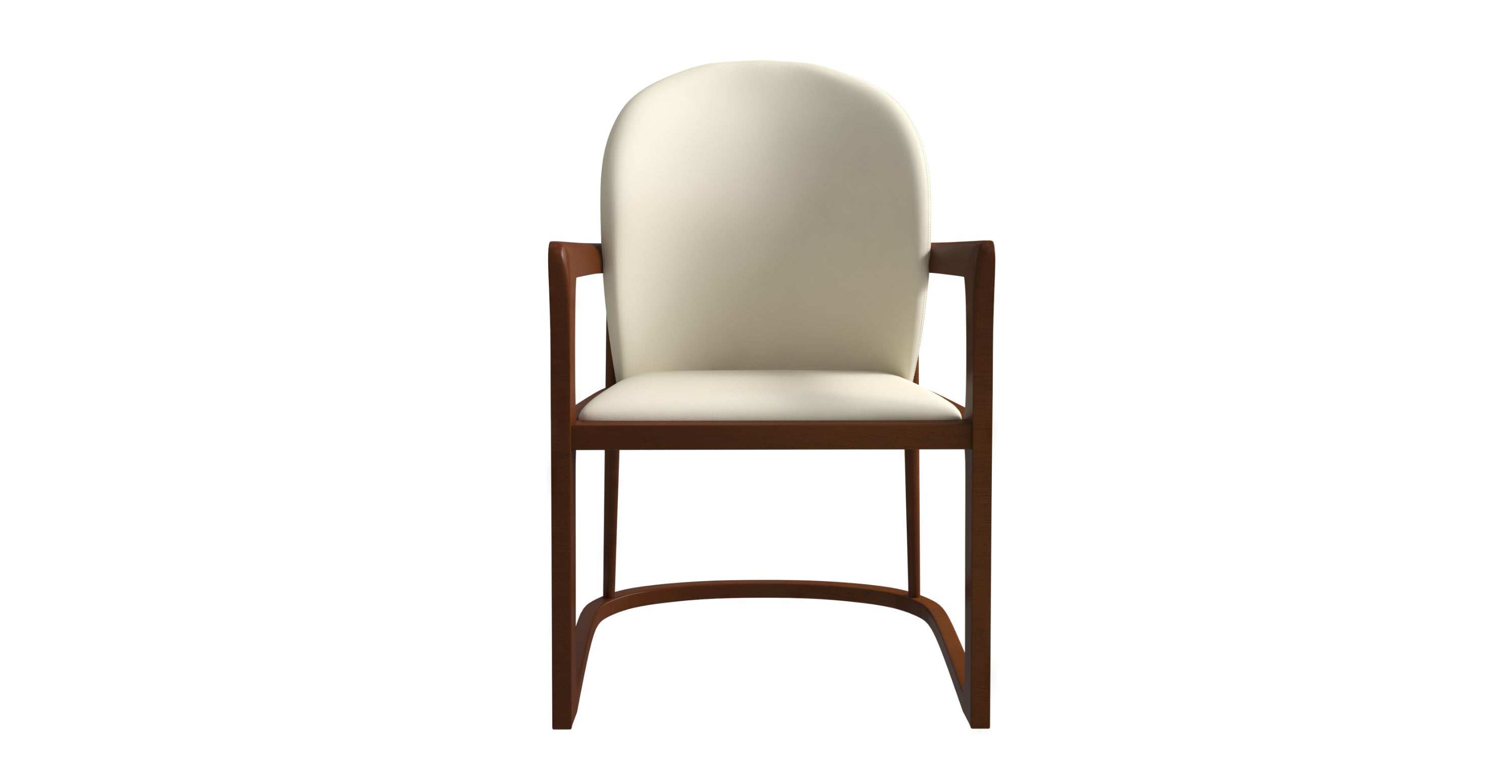 Svelta Dining Chair in Upholstered Leather Accent Arm Chair and Rubberwood Frame and Legs Cream