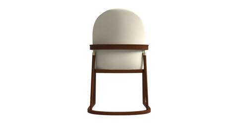 Svelta Dining Chair in Upholstered Leather Accent Arm Chair and Rubberwood Frame and Legs Cream