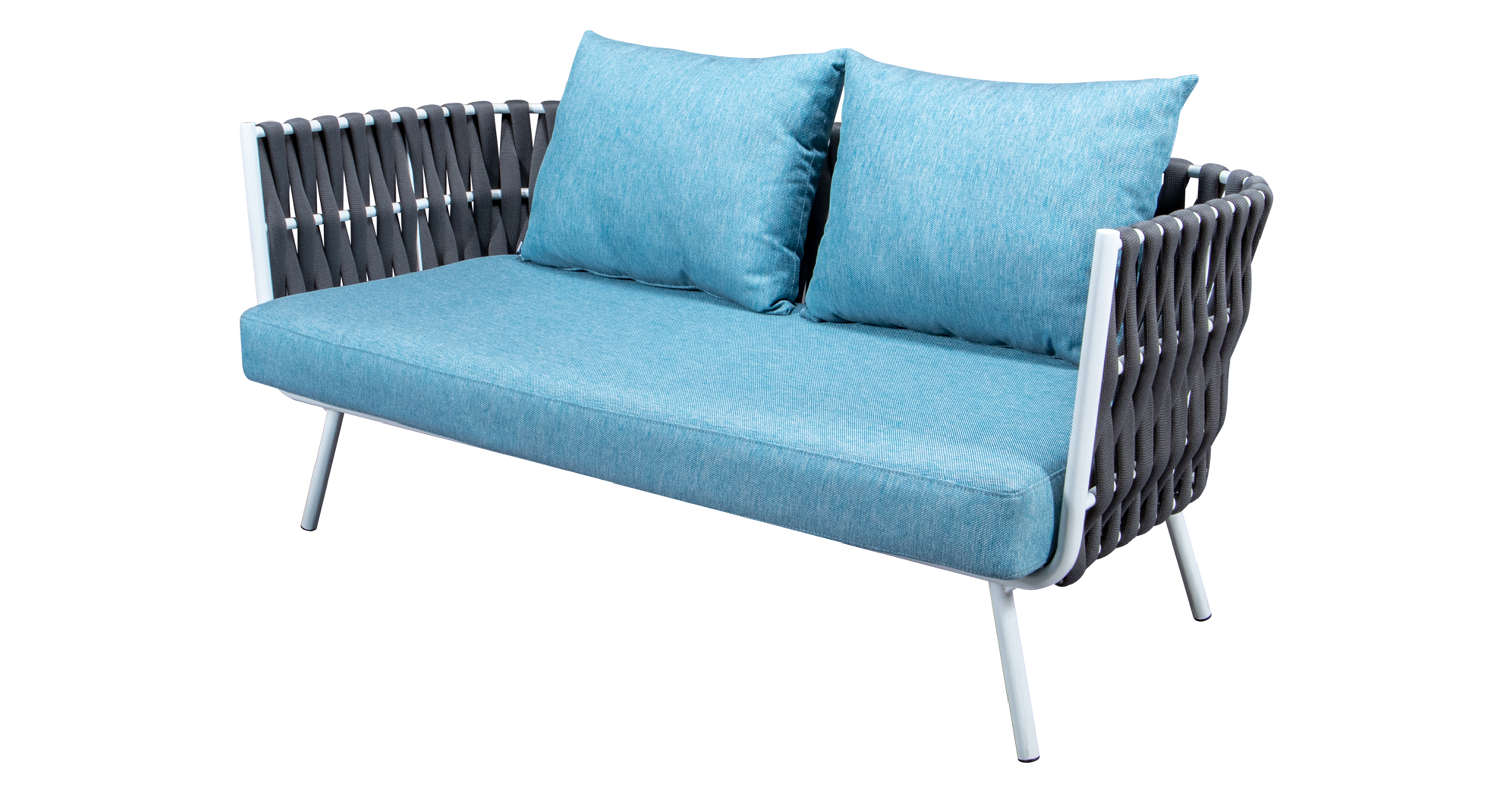 Spencer Modern Outdoor Rope Loveseat With Cushions Grey