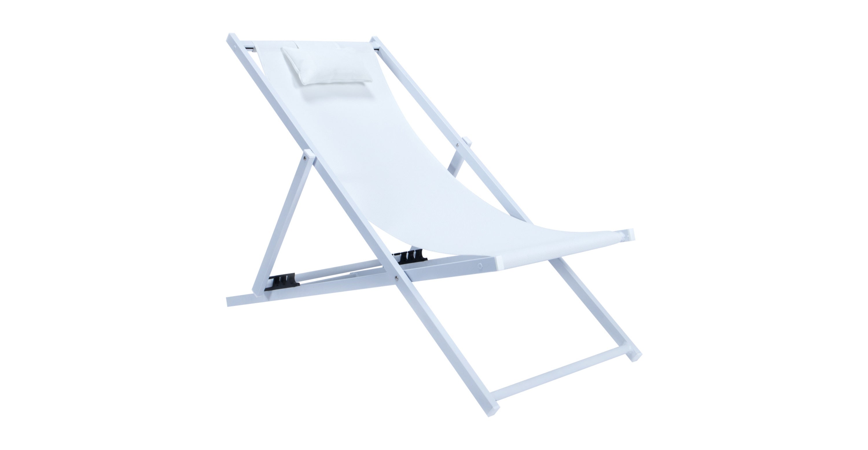 Sunset Outdoor Sling Lounge Chair With Headrest Cushion White