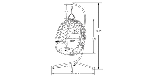 Summit Outdoor Single Person Egg Swing Chair in Grey Steel Frame With Removable Cushions Beige