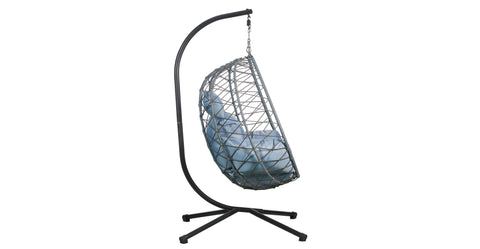 Summit Outdoor Single Person Egg Swing Chair in Grey Steel Frame With Removable Cushions Charcoal