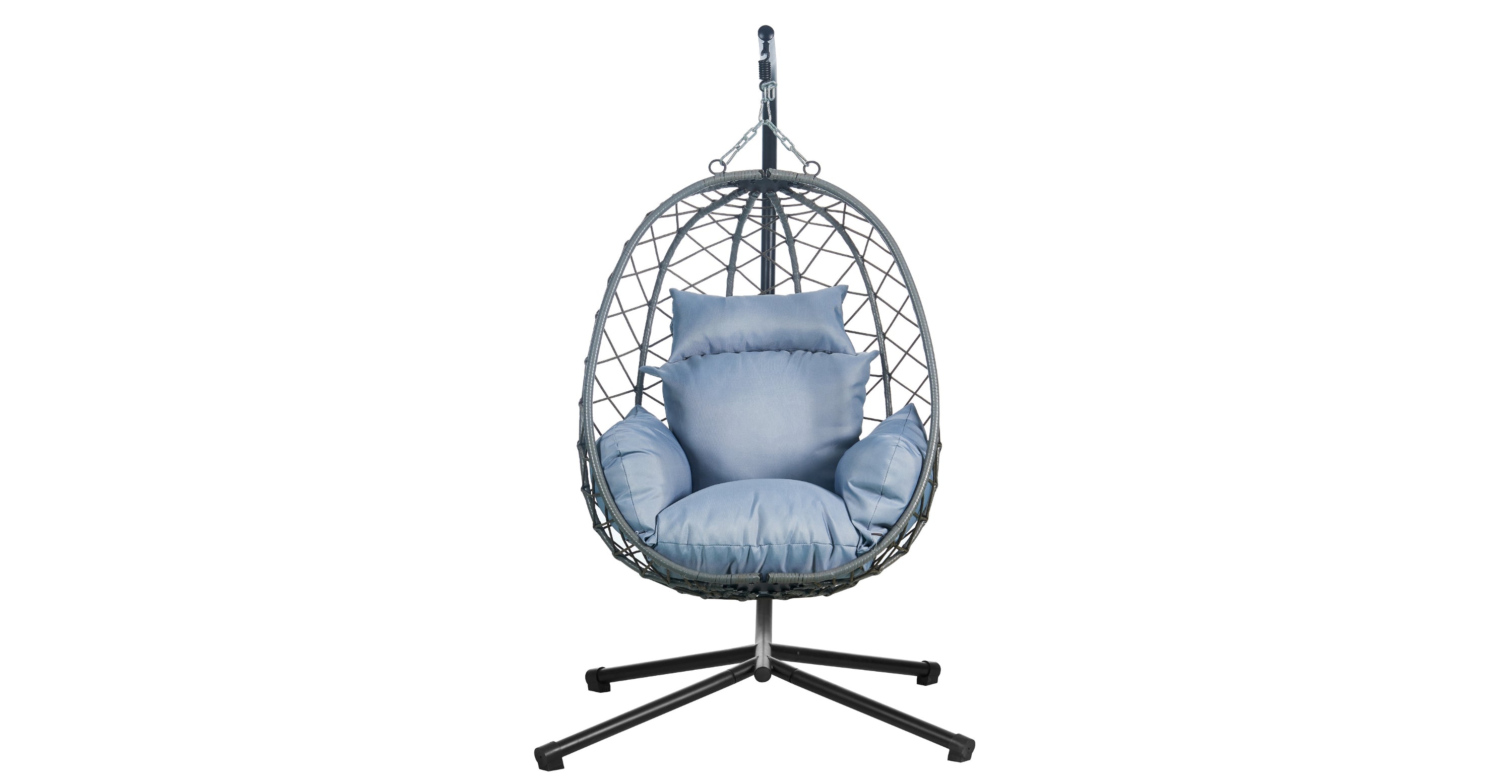 Summit Outdoor Single Person Egg Swing Chair in Grey Steel Frame With Removable Cushions Charcoal