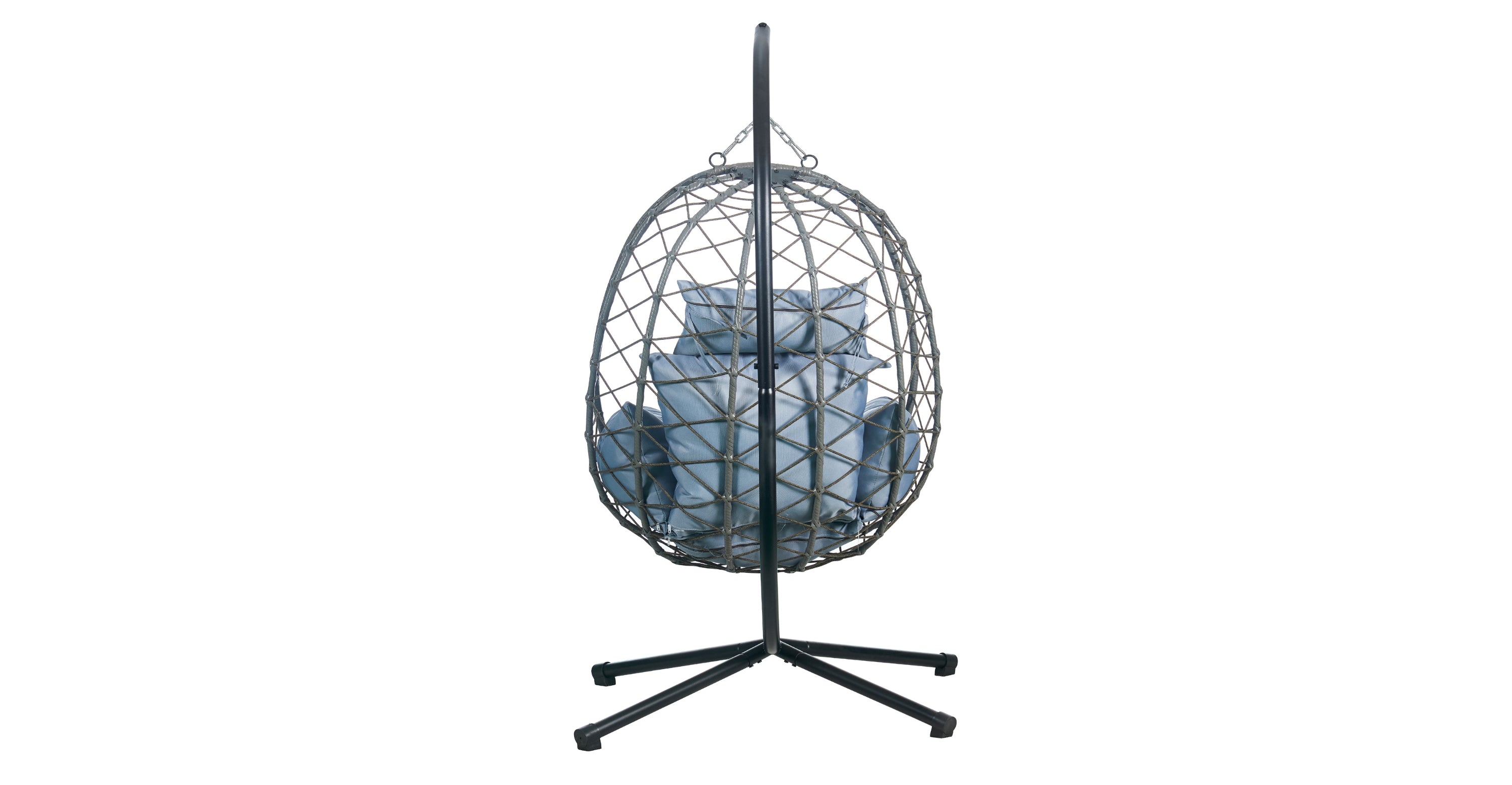 Summit Outdoor Single Person Egg Swing Chair in Grey Steel Frame With Removable Cushions Charcoal