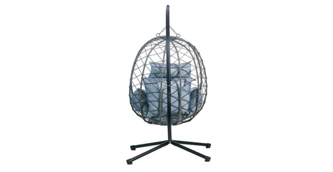 Summit Outdoor Single Person Egg Swing Chair in Grey Steel Frame With Removable Cushions Charcoal