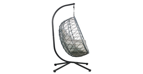 Summit Outdoor Single Person Egg Swing Chair in Grey Steel Frame With Removable Cushions Grey