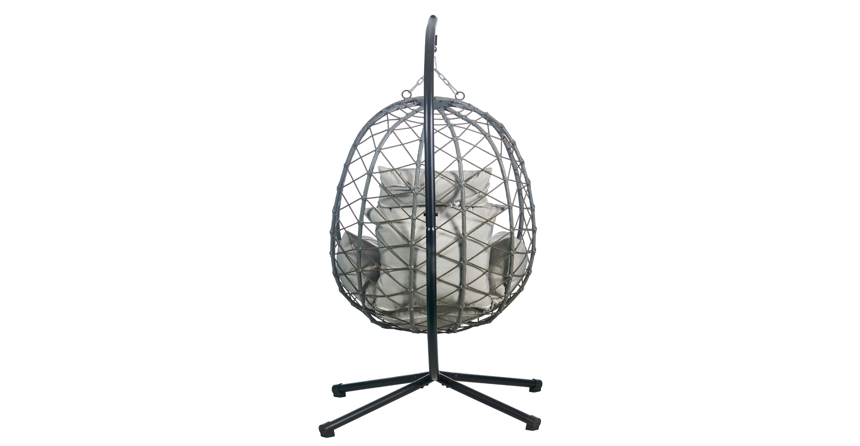 Summit Outdoor Single Person Egg Swing Chair in Grey Steel Frame With Removable Cushions Grey