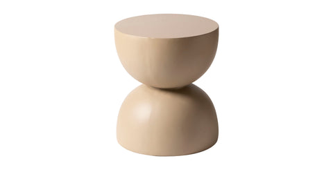 Sage Minimalist Side Table in Fiberstone Hourglass Design Accent Table Beige