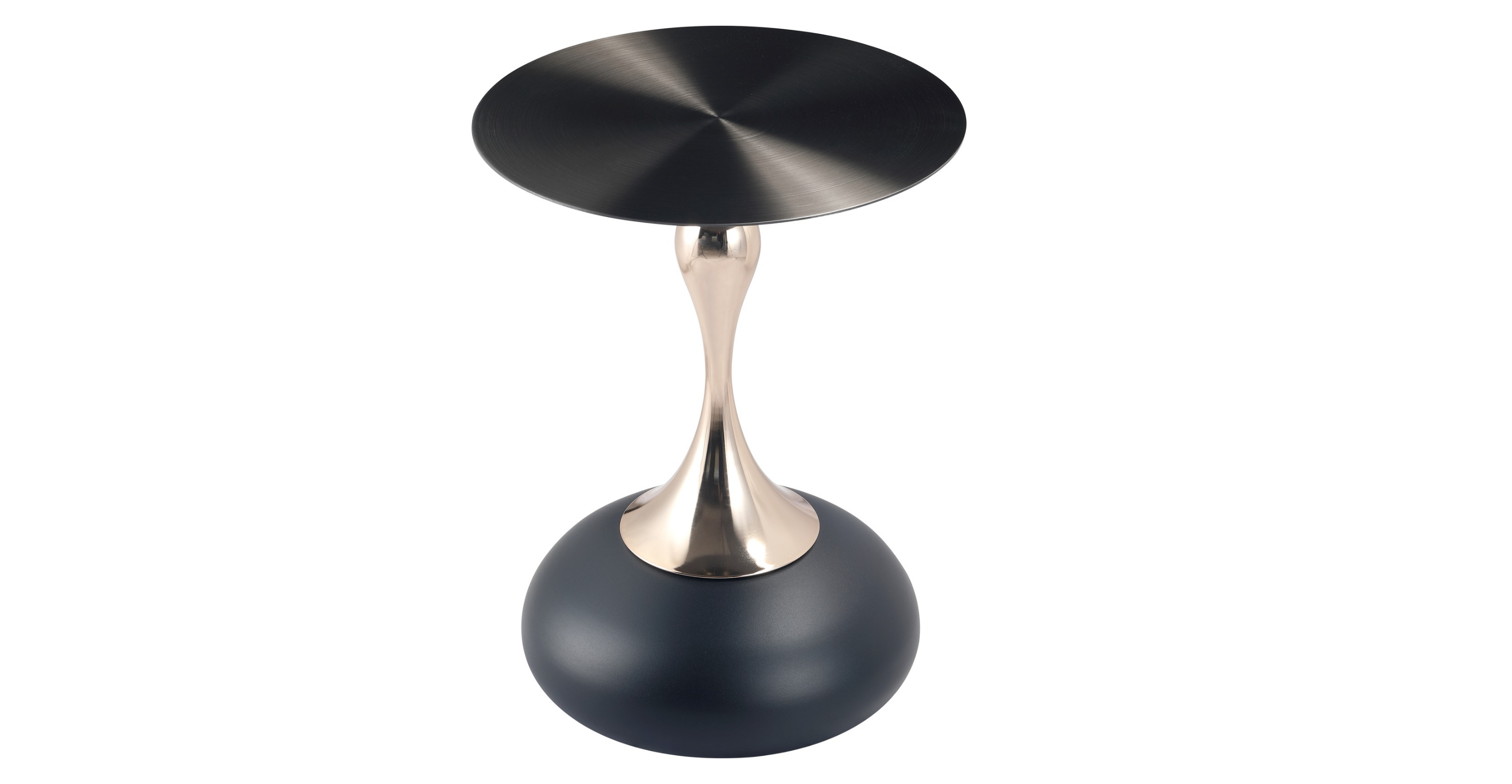 Savoy Wide Side Table with Stainless Steel Top Round Accent Table and Elegant Pedestal Base Matte Black / Black