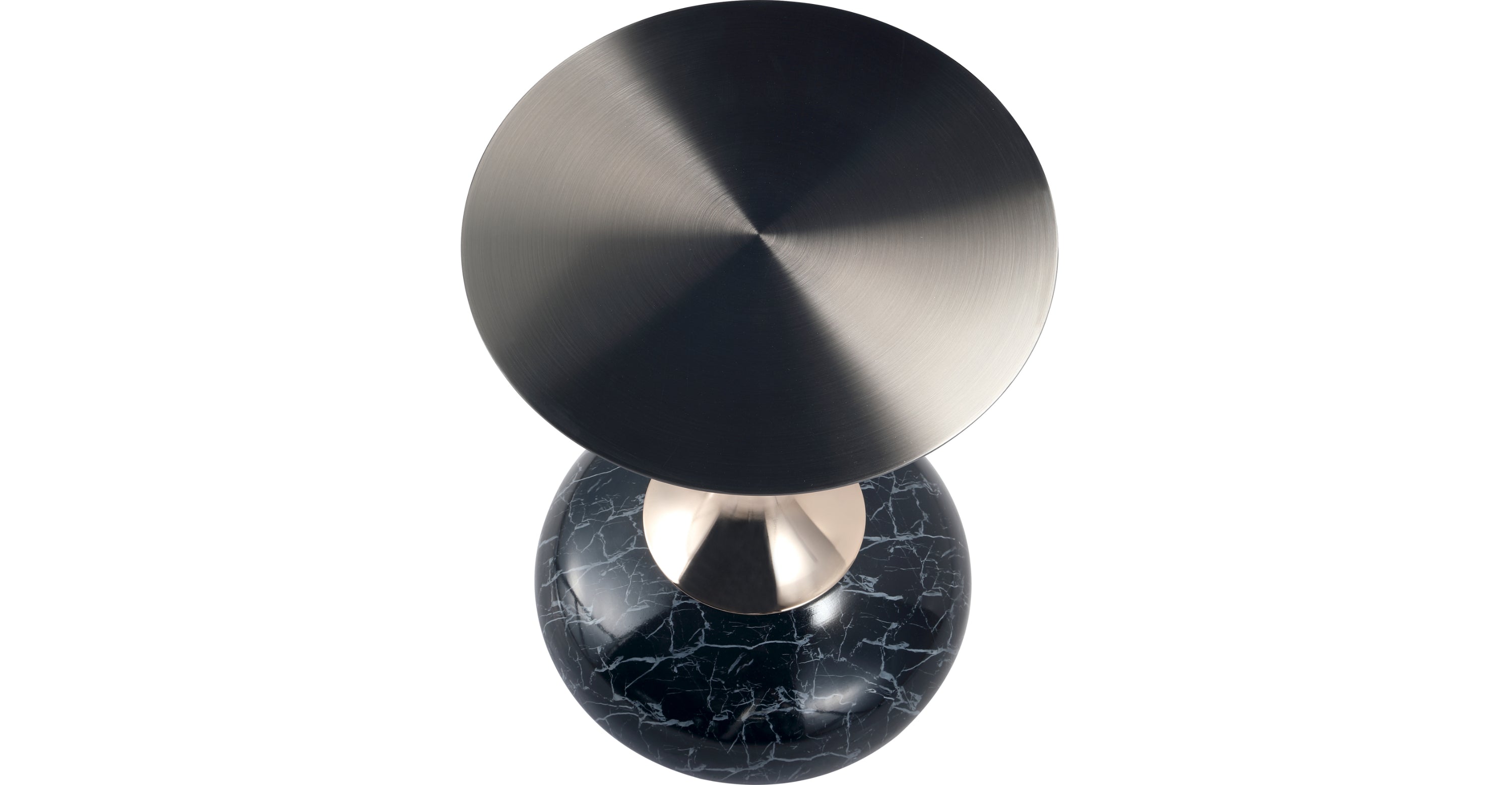 Savoy Wide Side Table with Stainless Steel Top Round Accent Table and Elegant Pedestal Base Stone Black / Black