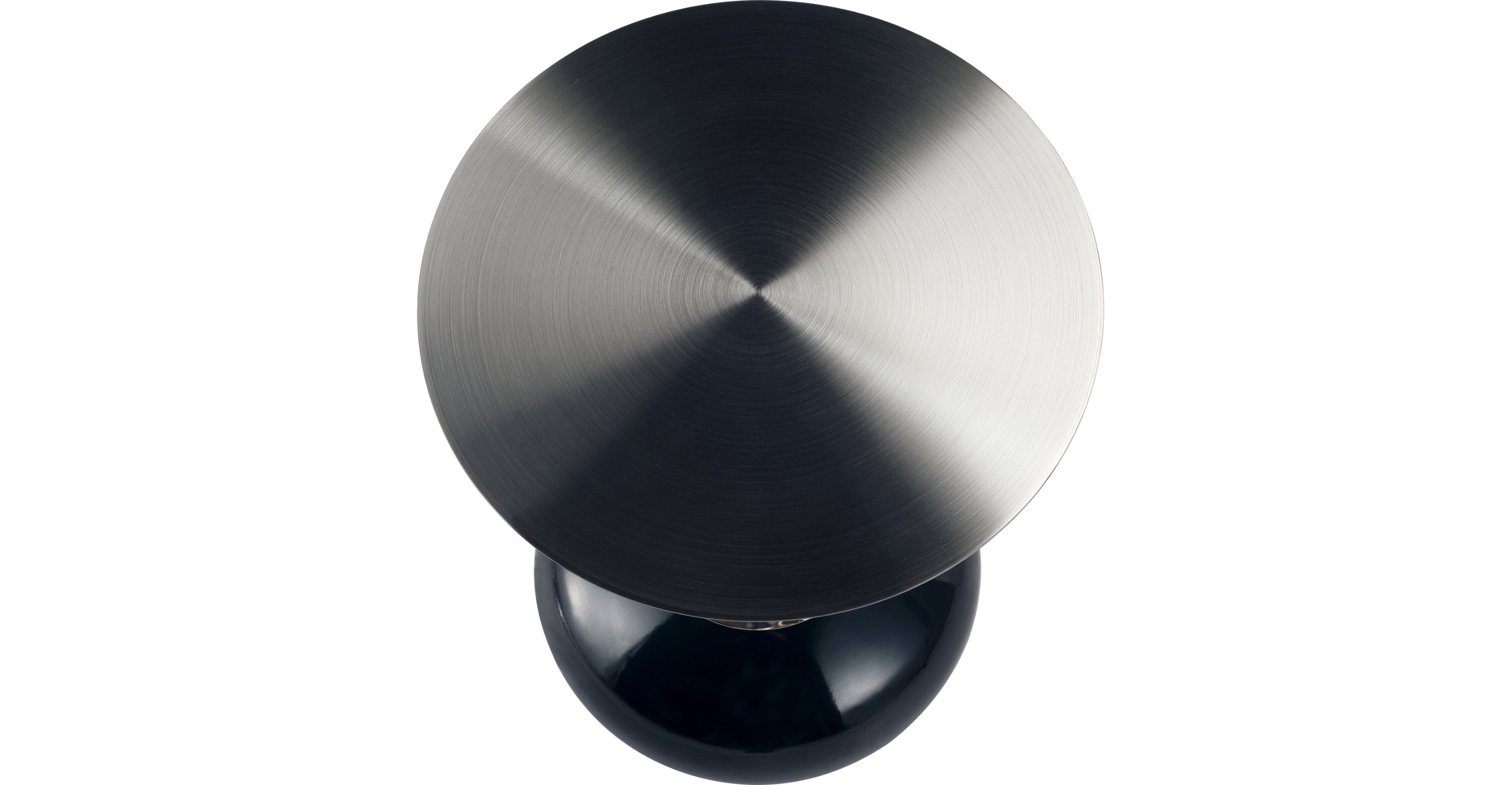 Savoy Wide Side Table with Stainless Steel Top Round Accent Table and Elegant Pedestal Base Shiny Black / Black