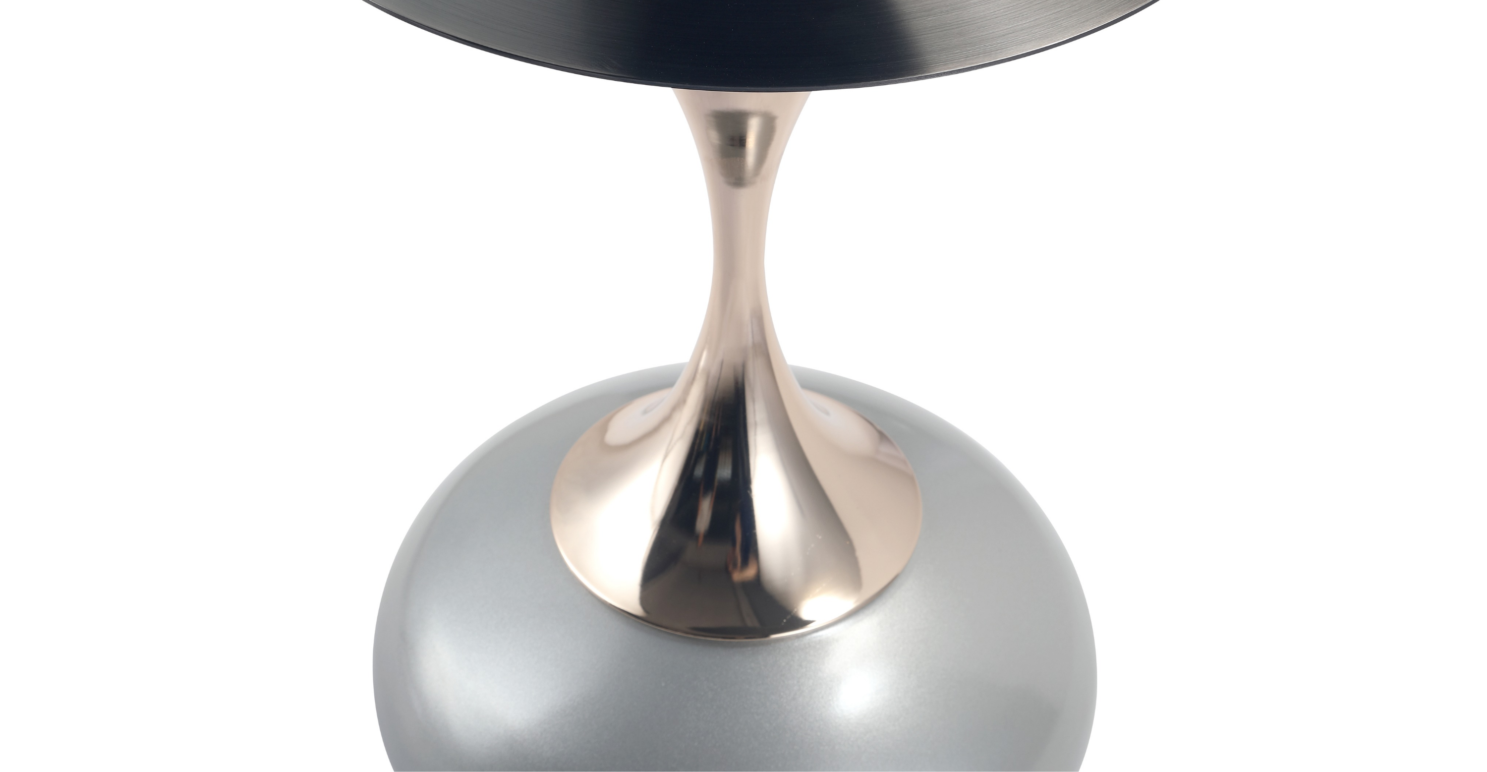 Savoy Wide Side Table with Stainless Steel Top Round Accent Table and Elegant Pedestal Base Silver / Black